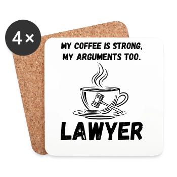 Kaffee stark, Argumente auch – Anwalt Shirt - Untersetzer (4er-Set) - Weiß - Vorne