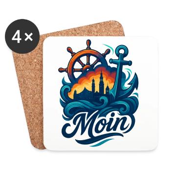 Hamburg Moin City Silhouette Anchor Harbor Gift - Coasters (set of 4) - white - Front