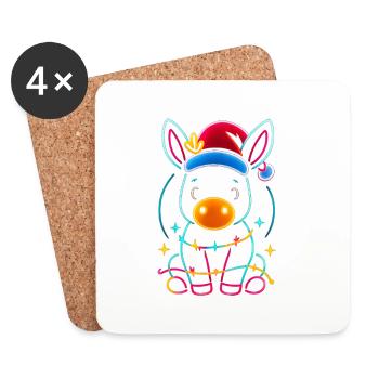 Donkey Elf Noël Drôle Cadeau - Dessous de verre (lot de 4) - blanc - Devant