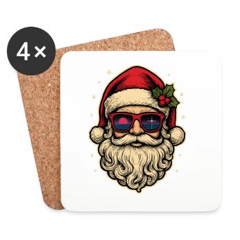Cool chemise de Noël Père Noël cadeau - Dessous de verre (lot de 4) - blanc - Devant