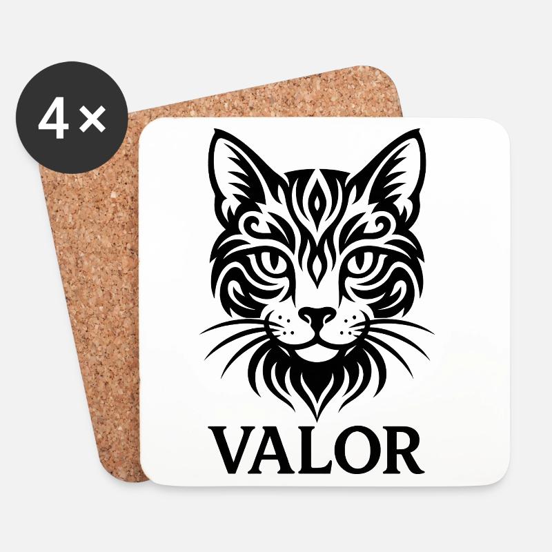 Katze – Valor - Untersetzer (4er-Set) - Weiß