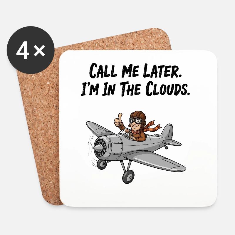 Flieger Spruch: Jetzt in den Wolken Piloten Style - Untersetzer (4er-Set) - Weiß
