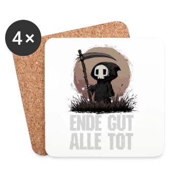All's Dead – Grim Reaper Humor - Coasters (set of 4) - white - Front