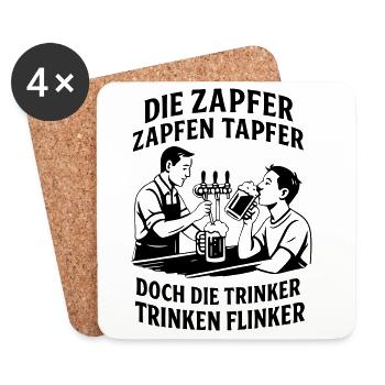 Die Zapfer zapfen tapfer - Untersetzer (4er-Set) - Weiß - Vorne