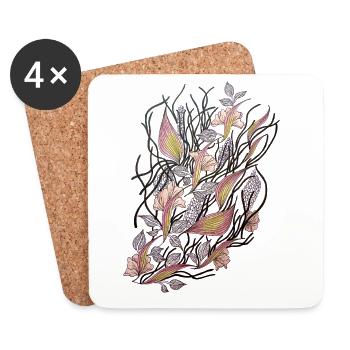 Floral nets of ranunculus - Coasters (set of 4) - white - Front