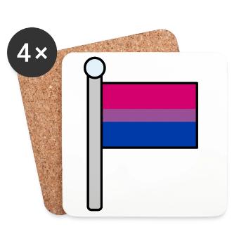 Drapeau de la fierté bisexuelle - Dessous de verre (lot de 4) - blanc - Devant