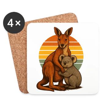 Kangaroo Koala Australian Friends - Coasters (set of 4) - white - Front