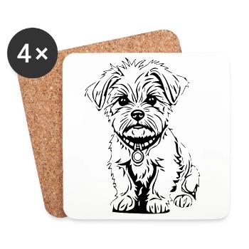 cute dog black - Coasters (set of 4) - white - Front