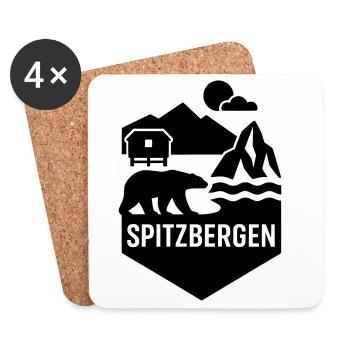 Silhouette de la Norvège du Svalbard - Dessous de verre (lot de 4) - blanc - Devant