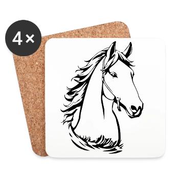 Horses T-shirt Gift Rider - Coasters (set of 4) - white - Front
