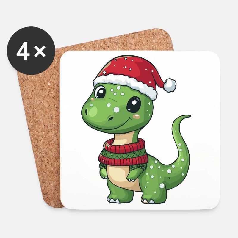 Dinosaurier brontosaurus Weihnachten Xmas - Untersetzer (4er-Set) - Weiß