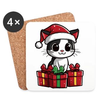 Cadeaux de Noël pour chats - Dessous de verre (lot de 4) - blanc - Devant