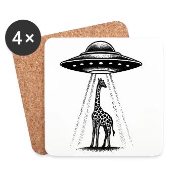 Girafe extraterrestre - Dessous de verre (lot de 4) - blanc - Devant