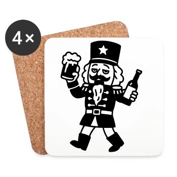 glühwein alkohol weihnachtszeit nussknacker - Untersetzer (4er-Set) - Weiß - Vorne