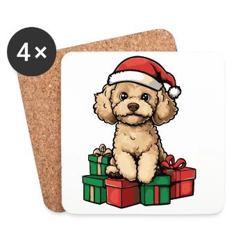 Cadeaux de Noël pour le chien caniche - Dessous de verre (lot de 4) - blanc - Devant