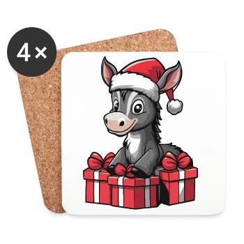 Cadeaux de Noël pour l’âne - Dessous de verre (lot de 4) - blanc - Devant