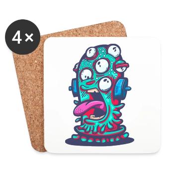 Psychedelic Monster with Headphones - Coasters (set of 4) - white - Front