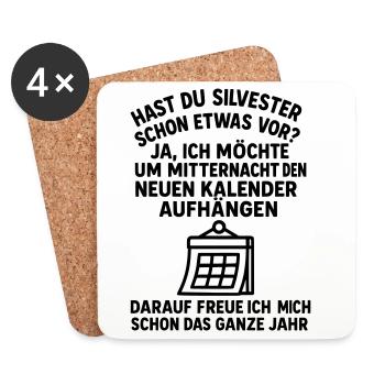 Blague sur le calendrier du réveillon du Nouvel An - Dessous de verre (lot de 4) - blanc - Devant