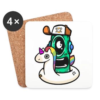 Unicorno Robot d’Aventure - Dessous de verre (lot de 4) - blanc - Devant