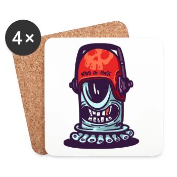 Casque Spatial Crâne - Dessous de verre (lot de 4) - blanc - Devant