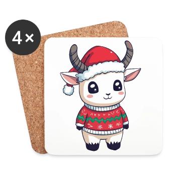 Noël de la chèvre de montagne - Dessous de verre (lot de 4) - blanc - Devant