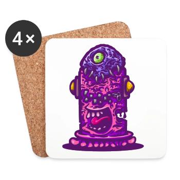 Violettes psychedelisches Monster - Untersetzer (4er-Set) - Weiß - Vorne