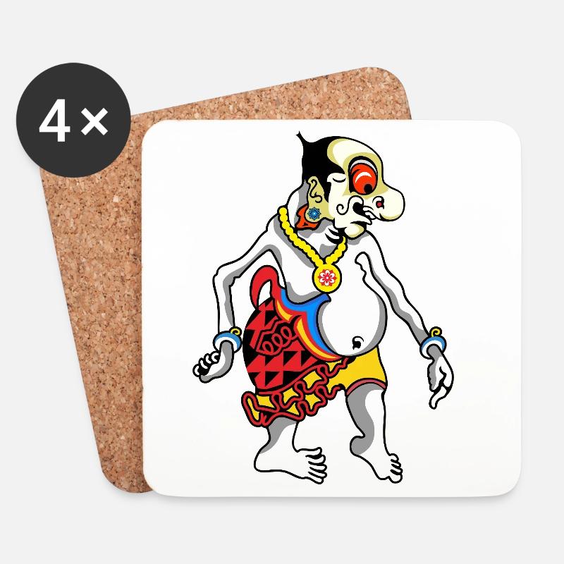 Grotesque Oni Harlequin Tee - Untersetzer (4er-Set) - Weiß