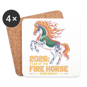 Fire Horse 2026 Bright Nouvelle Année Design - Dessous de verre (lot de 4) - blanc - Devant