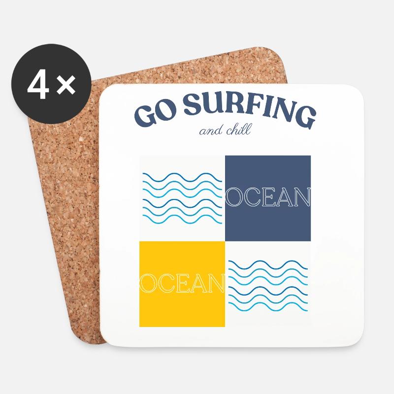 Go surfing and chill - Untersetzer (4er-Set) - Weiß