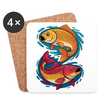 Carp in the water splash - Coasters (set of 4) - white - Front