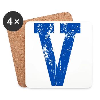 Lettre v sport rétro  - Dessous de verre (lot de 4) - blanc - Devant
