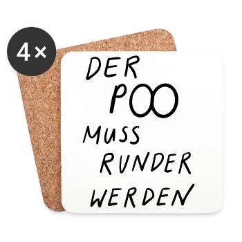 Der Po muss runder werden - Untersetzer (4er-Set) - Weiß - Vorne
