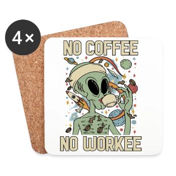 L’extraterrestre boit du café sans café pas de travail - Dessous de verre (lot de 4) - blanc - Devant