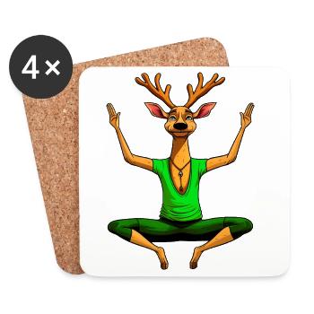 Yoga Deer - Coasters (set of 4) - white - Front