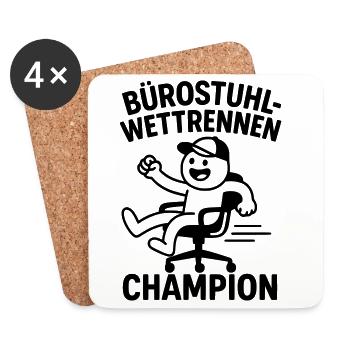 Office Chair Race Champion - Coasters (set of 4) - white - Front