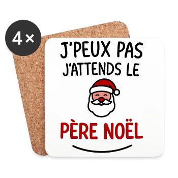 J’peux pas j’attends le Père Noël - Dessous de verre (lot de 4) - blanc - Devant