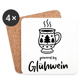 Powered by Glühwein - Im Glühwein liegt die Kraft - Untersetzer (4er-Set) - Weiß - Vorne