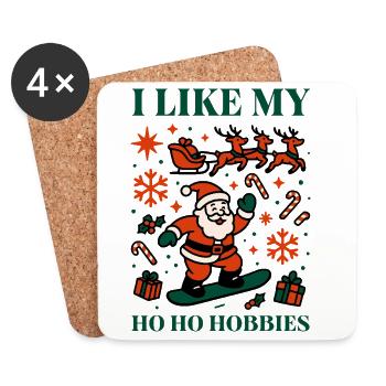 Weihnachts-Santa auf Snowboard - Untersetzer (4er-Set) - Weiß - Vorne
