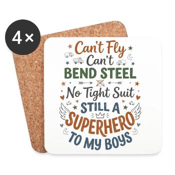 Superhero_Dad_Spruch - Coasters (set of 4) - white - Front