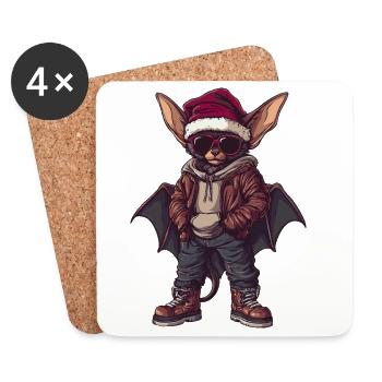 Bat Christmas Winter - Coasters (set of 4) - white - Front