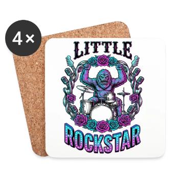 Petit Musicien de Rock Gorille - Dessous de verre (lot de 4) - blanc - Devant