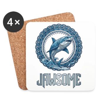 Jawsome Hai Geometrisch - Untersetzer (4er-Set) - Weiß - Vorne