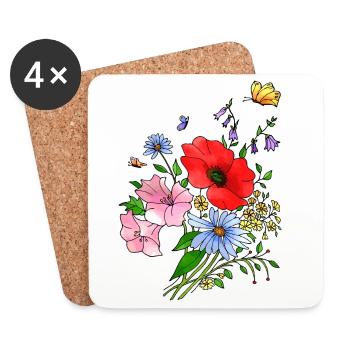 Fleur - Dessous de verre (lot de 4) - blanc - Devant