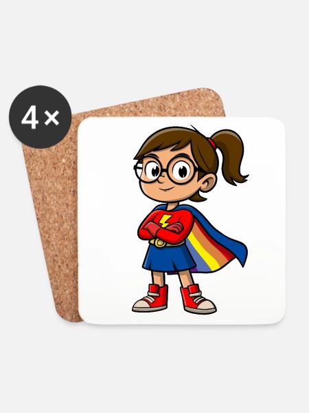Kleine Superheldin mit Brille - Untersetzer (4er-Set) - Weiß