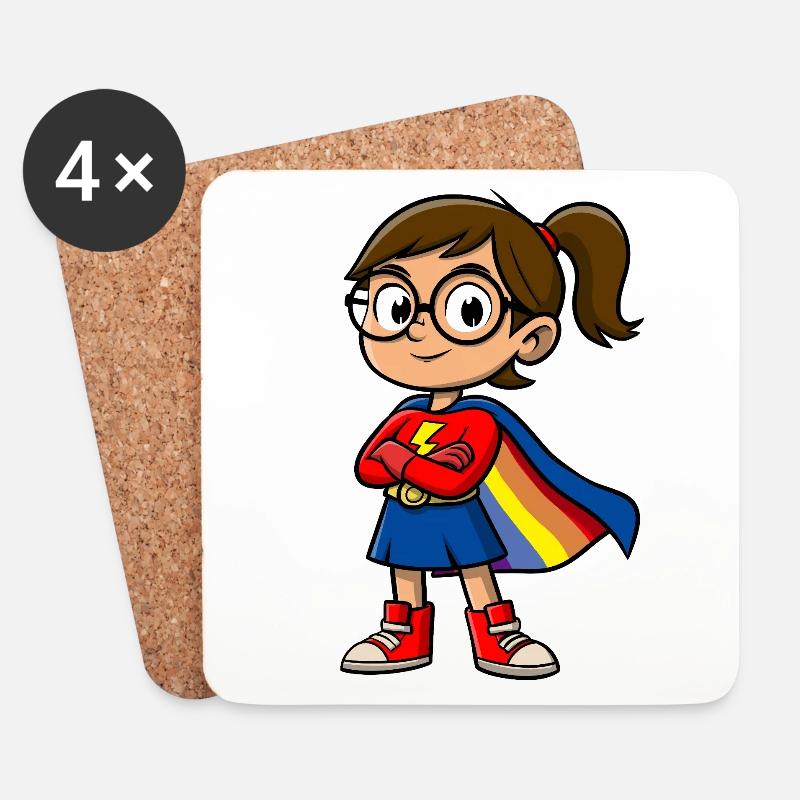 Kleine Superheldin mit Brille - Untersetzer (4er-Set) - Weiß
