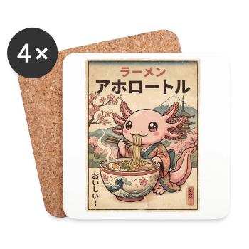 Axolotl Ramen Japanischer Vintage Stil - Untersetzer (4er-Set) - Weiß - Vorne