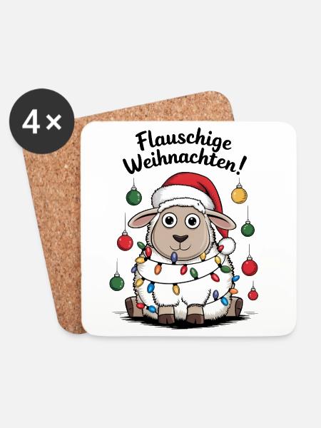 Schaf Flauschige Weihnachten Schäfer lustig - Untersetzer (4er-Set) - Weiß