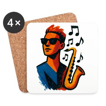 Saxophon – Jazz – Musik - Untersetzer (4er-Set) - Weiß - Vorne