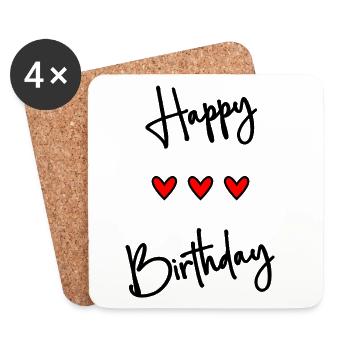 HAPPY BIRTHDAY. CHRISTMAS. YEAR. ANNIVERSARY - Coasters (set of 4) - white - Front