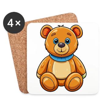 Teddybär - Untersetzer (4er-Set) - Weiß - Vorne